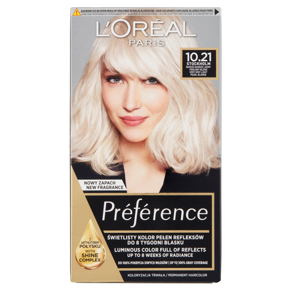 L'Oréal Paris Préférence Hair dye very very light pearl blonde 10.21 Stockholm