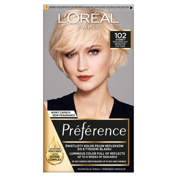 L'Oréal Paris Préférence Hair dye very very light pearl blonde 102 Sydney