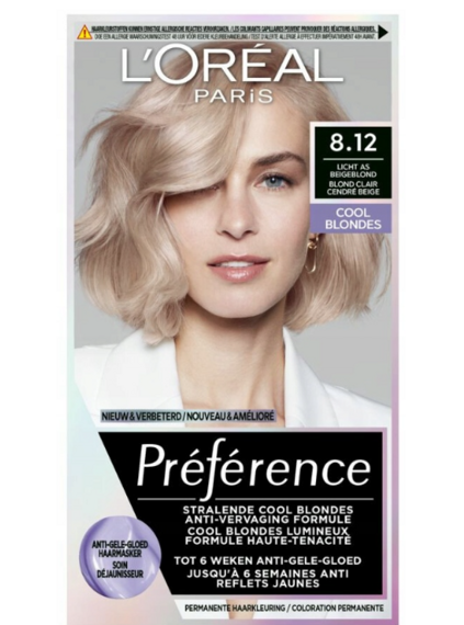 L'Oreal Preference Cool Blondes Farba Do Włosów 8.12 Popielaty Beżowy Blond  Alaska/ Light Ash Beige Blonde