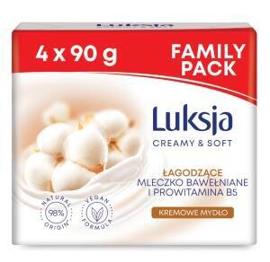 Luksja Creamy & Soft Creamy bar soap soothing cotton milk and provitamin B5 4 x 90 g