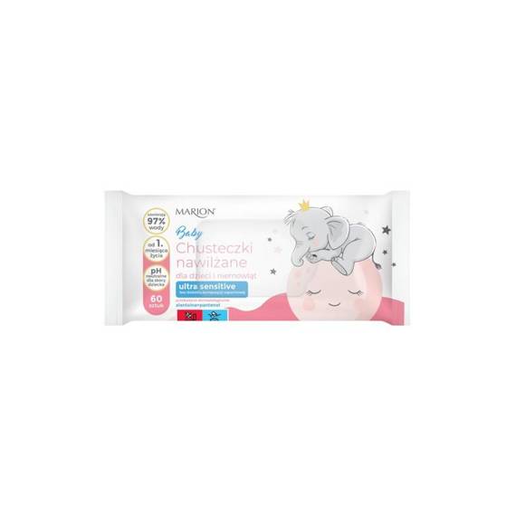 MARION BABY Chusteczki dla dzieci Ultra Sensitive z dodatkiem pantenolu i alantoiny  60 szt