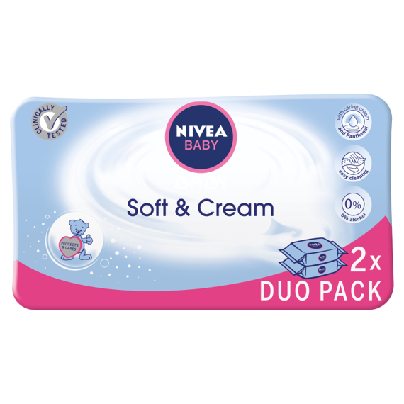 NIVEA Baby Soft & Cream Chusteczki 2 x 63 sztuki
