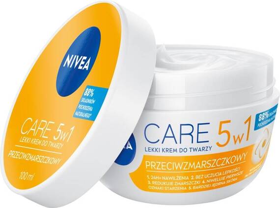 NIVEA Care 5w1 Lekki krem do twarzy przeciwzmarszczkowy 100 ml