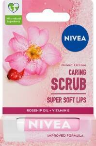 NIVEA Caring Scrub pielęgnujący peeling do ust Dzika Róża 4,8 g