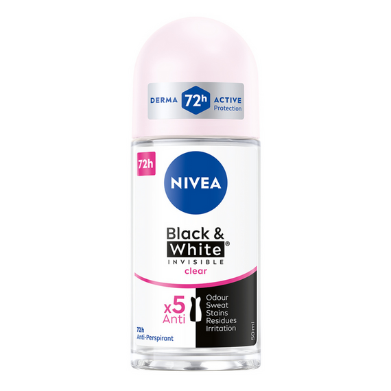 Nivea Black&White Invisible Clear Antiperspirant Roll ON 50 ml