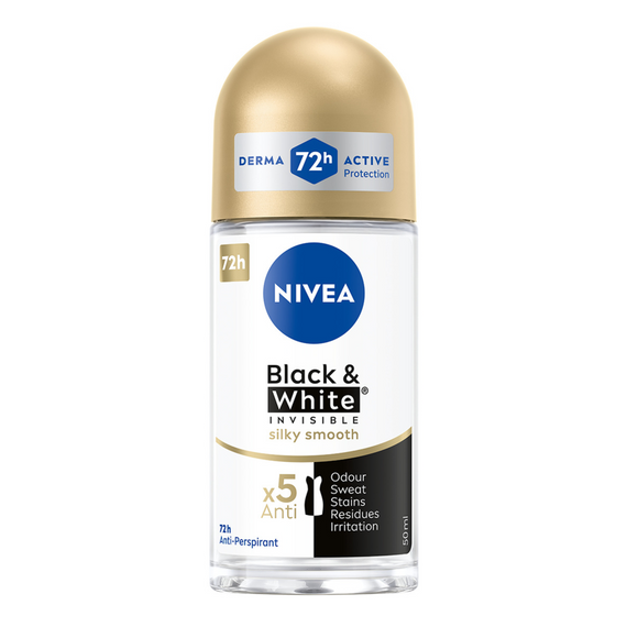 Nivea Black&White Invisible Silky Smooth Antiperspirant Roll ON 50 ml