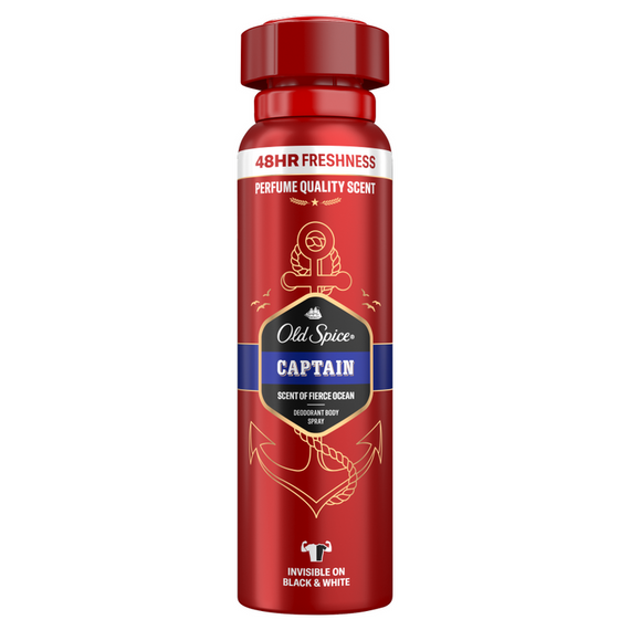 Old Spice Captain Deodorant Spray For Men, 150ml, 48 Hours Freshness, 0% Aluminum