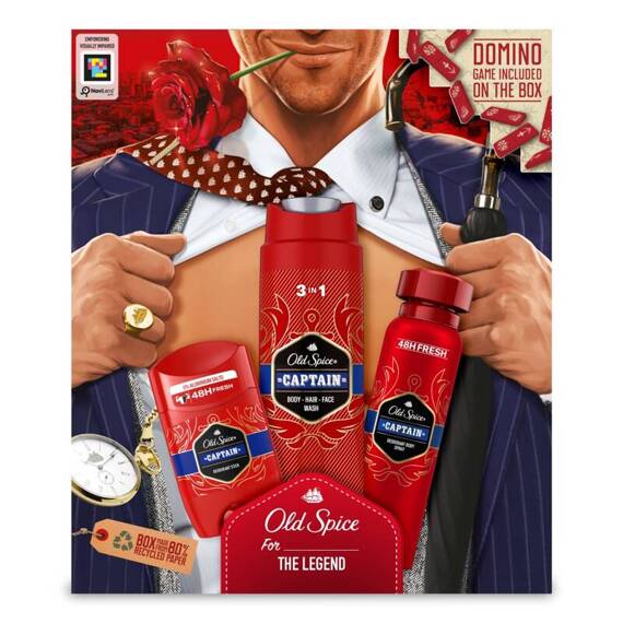 Old Spice Captain Gentleman Gift Set Deodorant Spray, Stick, Shower Gel