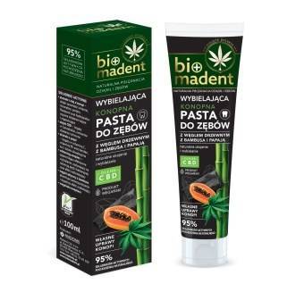 PASTA DO ZEBOW 100ML KONOPNA WYBIELAJACA Z WEGLEM DRZEWNYM Z BAMBUSA I PAPAJA