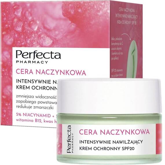 PERFECTA Cera naczynkowa ochronny krem nawilżający do twarzy SPF20 50 ml