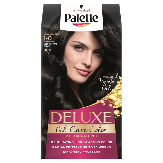 Palette Deluxe Oil-Care Color Hair Dye 900 (1-0) Deep Natural Black