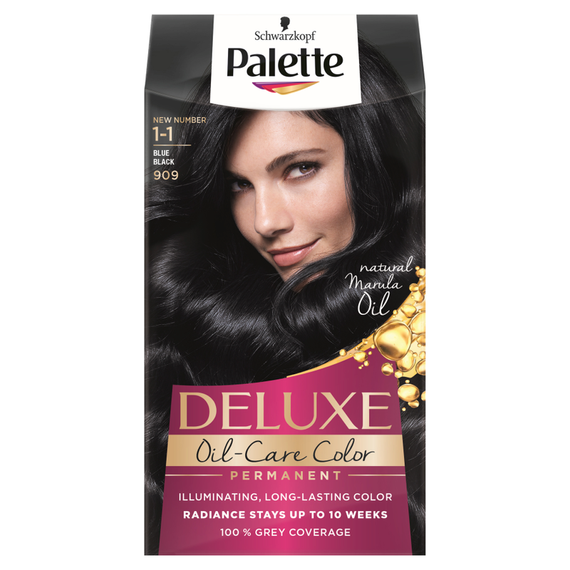 Palette Deluxe Oil-Care Color Hair Dye 909 (1-1) Navy Black