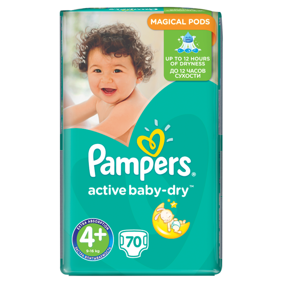 Pampers Active Baby-Dry Nappies 4+ Maxi + 70 pieces