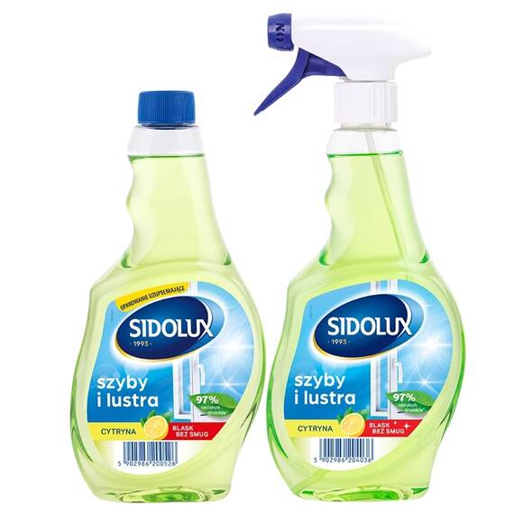 Płyn do szyb Sidolux 500ml cytryna lemon + zapas 500ml