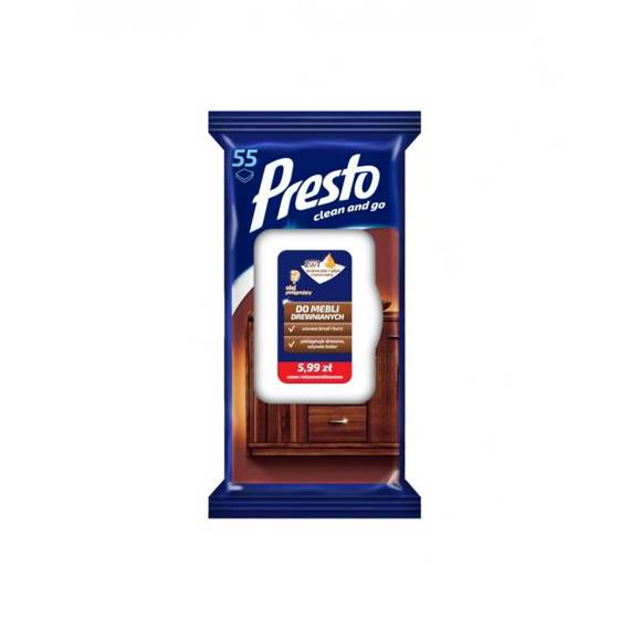 Presto Moist Wipes for wooden furniture 55 pieces