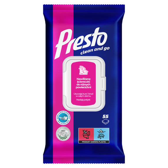 Presto Wet wipes for various surfaces 55 pieces