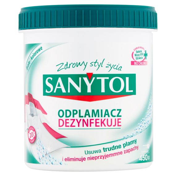 Sanytol Odplamiacz dezynfekujący białe i kolorowe tkaniny 450 g