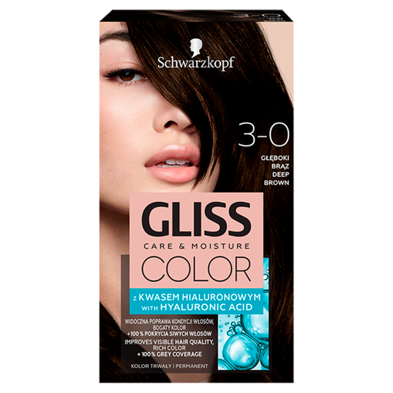 Schwarzkopf Gliss Color Farba do włosów głęboki brąz 3-0