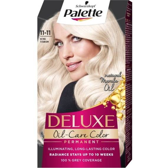 Schwarzkopf Palette Deluxe Oil-Care Color permanent hair dye with micro-oils 11-11 Ultra Titanium Blonde