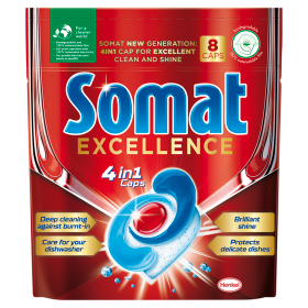 Somat Excellence 4 in 1 Caps Kapsułki do mycia naczyń w zmywarkach 138,4 g (8 x 17,3 g)