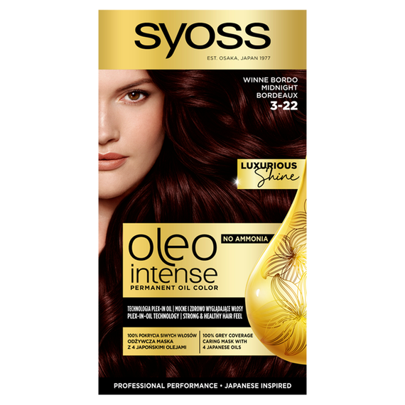 Syoss Oleo Intense Permanent hair dye with ammonia-free oils 3-22 wine burgundy