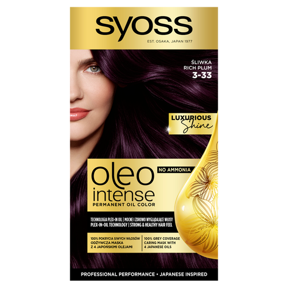 Syoss Oleo Intense Permanent hair dye with ammonia-free oils, rich plum 3-33