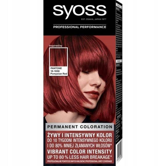 Syoss Permanent Coloration PANTONE permanent hair dye 5-72 Pompeii Red