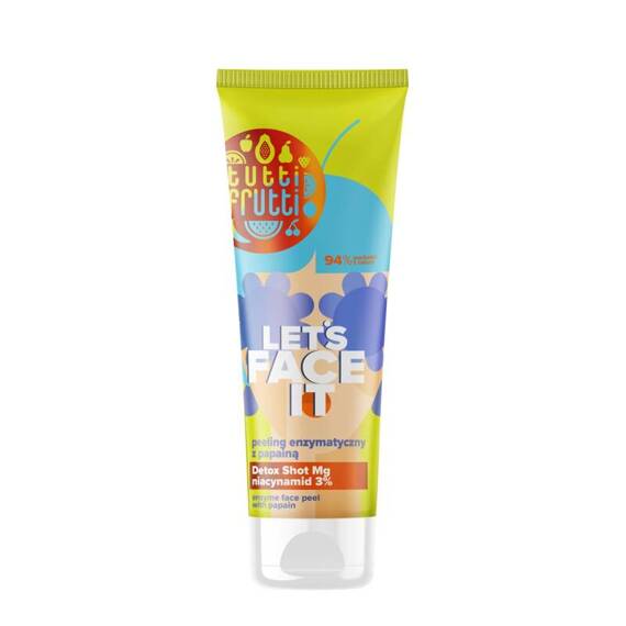 TUTTI FRUTTI Let's Face It Peeling enzymatyczny do twarzy z papainą i niacynamidem 3% + Detox Shot Mg 100ml