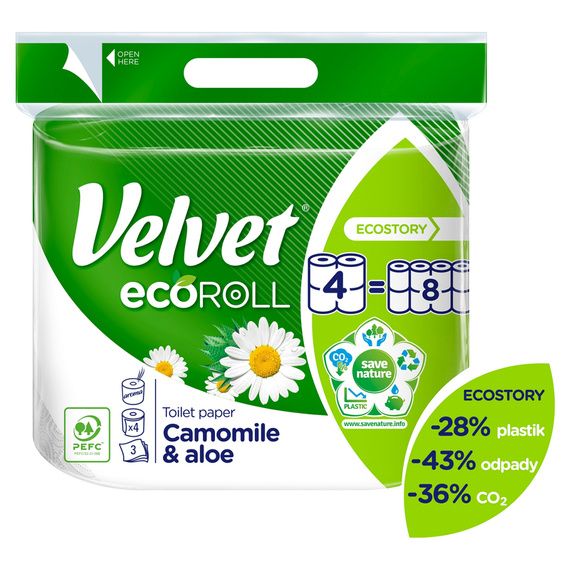 Velvet Papier toaletowy Velvet Ecoroll rumianek & aloes 4 rolki