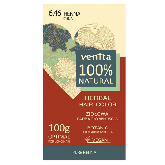 Venita 100% NATURAL Herbal Hair Dye No. 6.46 HENNA (CHNA)