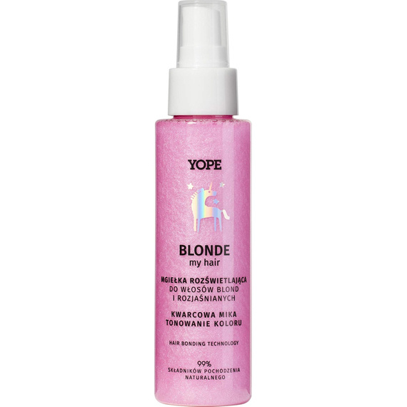 YOPE Naturalna rozświetlająca mgiełka do włosów blond KWARC  100ml