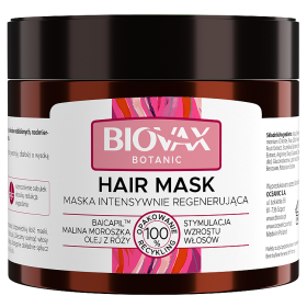 Biovax Botanic maska do włosów regenerująca Baicapil, Malina moroszka, Olej z róży 250 ml