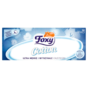 Foxy Cotton Ultra miękkie i wytrzymałe chusteczki 10 paczek