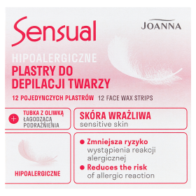 Joanna Sensual Hipoalergiczne plastry do depilacji twarzy 12 sztuk i Tubka z oliwką łagodzącą 10 ml