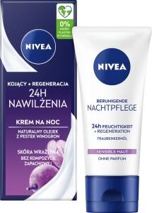 NIVEA 24H MOISTURISE Beruhigende Nachtcreme für empfindliche Haut 50ml