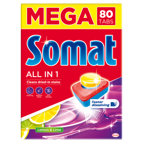 Somat All in 1 Lemon & Lime Tabletki do mycia naczyń w zmywarkach 1440 g (80 sztuk)