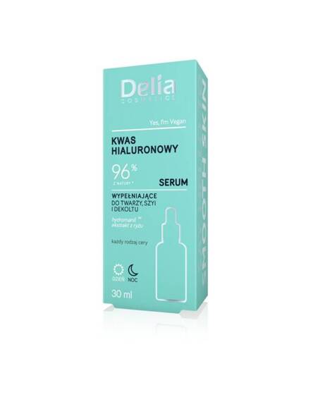  DELIA COSMETICS, Serum do twarzy, szyi i dekoltu KWAS HIALURONOWY 96%  30 ml