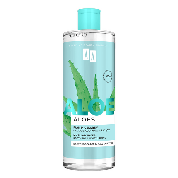 AA Aloes 100 % Aloe Vera-Extrakt, beruhigende und feuchtigkeitsspendende Mizellenflüssigkeit, 400 ml