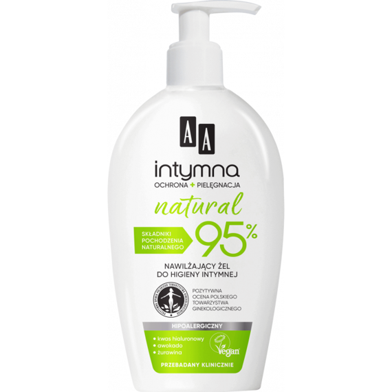 AA Intymna Ochrona&Pielęgnacja NATURAL 95% żel nawilżający do higieny intymnej 300 ml