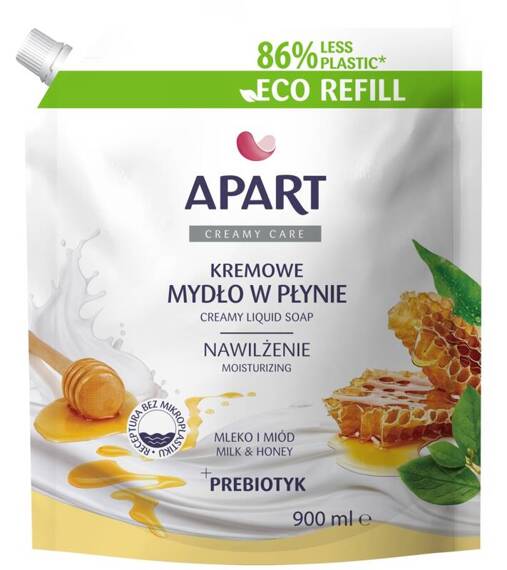 APART Creamy Care kremowe mydło w płynie Mleko i Miód refill 900 ml