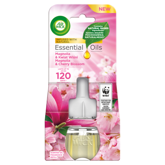 Air Wick Essential Oils Nachfüllpackung für elektrischen Lufterfrischer Magnolie und Kirschblüte, 19 ml