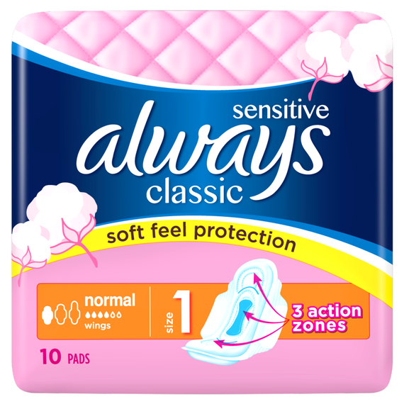 Always Klassische Sensitive Normale Sanitary Pads 10 Stück