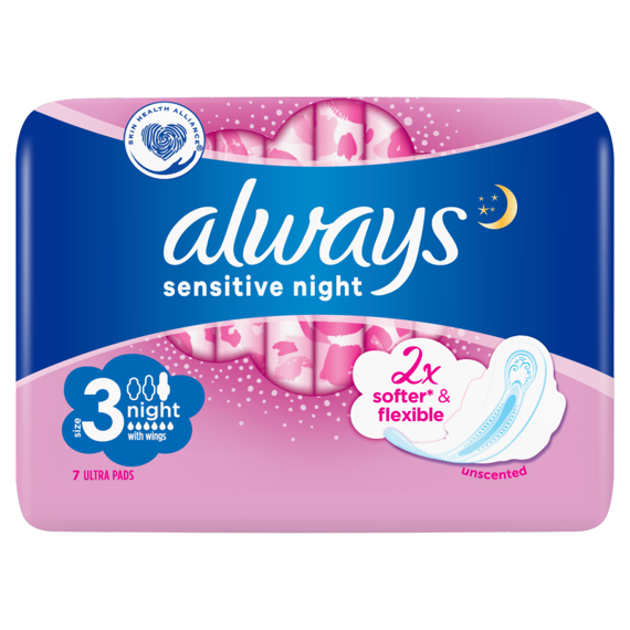 Always Ultra Sensitive Nacht Hygienische Binden mit Flügeln 7 Stück