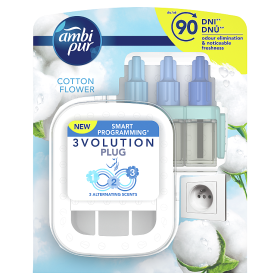 Ambi Pur 3Volution Elektryczny odświeżacz powietrza, zestaw startowy, Cotton Flower 20 ml