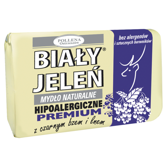 Biały Jeleń Hipoalergiczne mydło naturalne premium z czarnym bzem i lnem 100 g