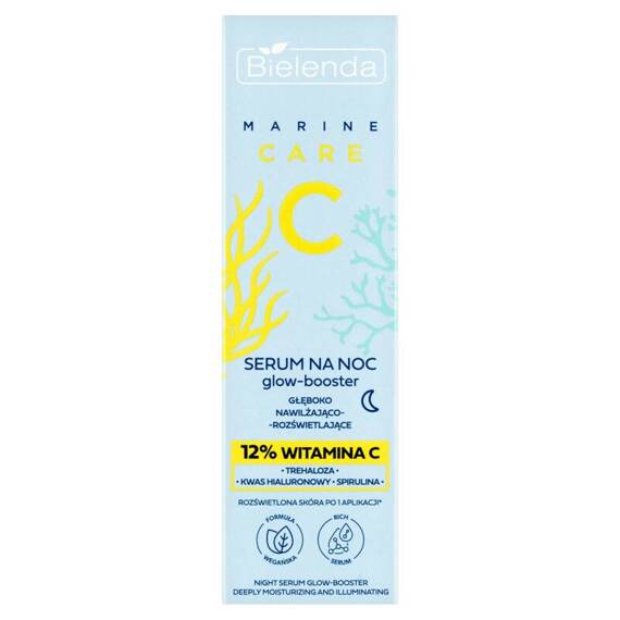 Bielenda C Marine Care Serum Glow Booster spendet tiefenwirksam Feuchtigkeit und erhellt die Nacht, 30 ml