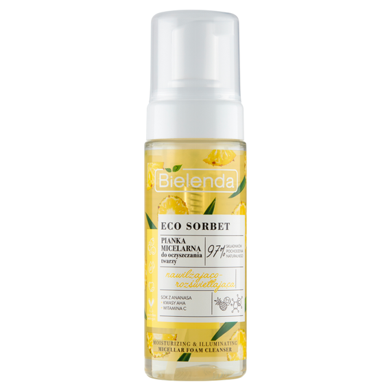 Bielenda Eco Sorbet Mizellenschaum zur Gesichtsreinigung, Befeuchtung und Aufhellung, 150 ml