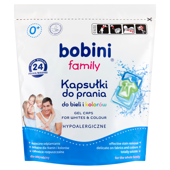 Bobini Family Wäschekapseln für Weiß- und Buntwäsche 576 g (24 Wäschen)