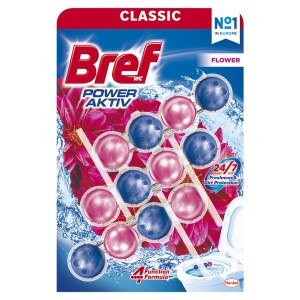 Bref WC Power Aktiv Wasch- und Duftanhänger für Toilettenschüssel Blume 3 x 50 g