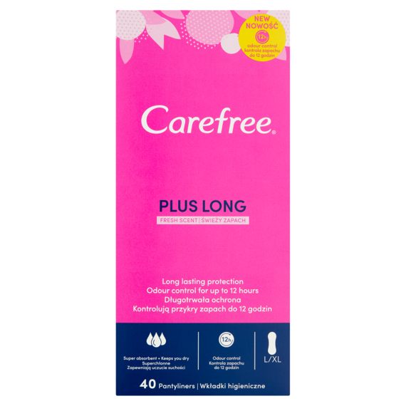 Carefree Plus Long Wkładki higieniczne świeży zapach 40 sztuk